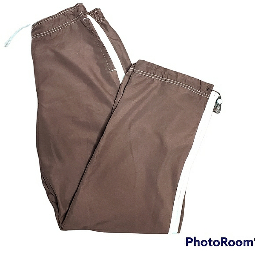 Green Tea jogger leisure athletic drawstring pants side stripes large